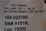OEM 2012-2017 Buick Verano Right Passenger Side Tail Light Assembly 22908910