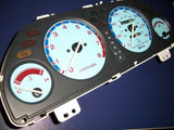 1990-1993 Acura Integra Cluster White Face Glow Through Gauges MT or AT Blue