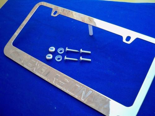 All Ford Excursion Chrome Metal Licensed License Plate Frame W/ logo screw caps