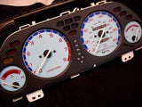 1990-1993 Acura Integra Cluster White Face Glow Through Gauges MT or AT Blue