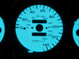 92-95 Honda Civic DX Automatic 140 MPH Cluster White Face Glow Gauges Blue Green