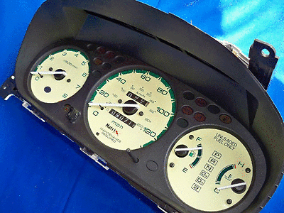 96-00 Honda Civic Automatic AT Cluster White Face Glow Through Gauges in Yellow