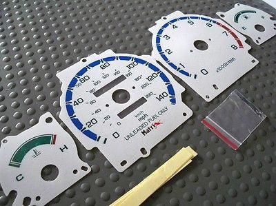 90-93 Manual & Automatic Acura Integra White Glow Through Cluster Face Gauges