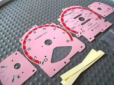 94-97 Automatic & Manual Accord Cluster White Face Glow Through Gauges in Pink