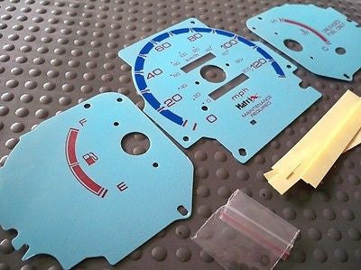 96-00 DX Honda Civic Manual MT Cluster White Face Glow Through Gauges In Blue