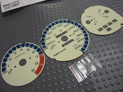 KPH Kilometers 92-95 Honda Civic MT Yellow White Face Glow Through Gauges Gauge