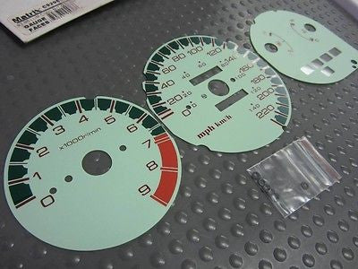 KPH Kilometers 92-95 Honda Civic MT Green White Face Glow Through Gauges Gauge