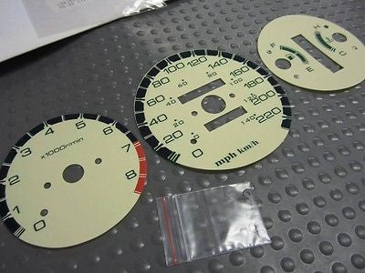 KPH Kilometers 96-00 Honda Civic Auto Yellow White Face Glow Through Gauges