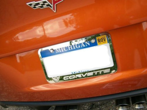 1 Engraved Chevy Corvette Vette C5 Chrome Metal License Plate Frame W Logo Caps