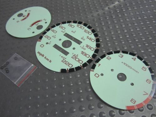 Kilometers 96-00 Honda Civic Manual Green Face Glow Through Gauges For Cluster