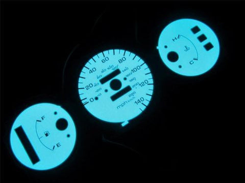 92-95 Honda Civic DX Automatic 140 MPH Cluster White Face Glow Gauges Blue Green