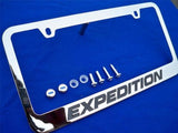 1997-2020 Ford Expedition Chrome Metal License Plate Frame with logo screw caps