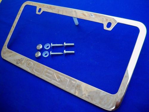 Nissan Quest Engraved Chrome Metal License Plate Frame W/ LOGO Screw Caps