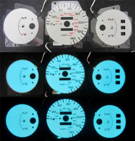 92 93 94 95 Honda Civic DX MT Manual 140 MPH Cluster White Face Glow Gauges Kit