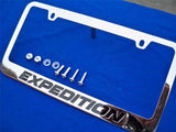 1997-2020 Ford Expedition Chrome Metal License Plate Frame with logo screw caps