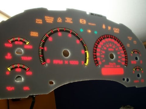 1998-2002 Chevy S10 Blazer White Face Glow Through Gauges In Kilometers KPH Red