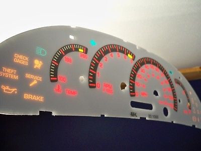 2000 2001 2002 Pontiac Sunfire White Face Glow Through Gauges With Red Numbers