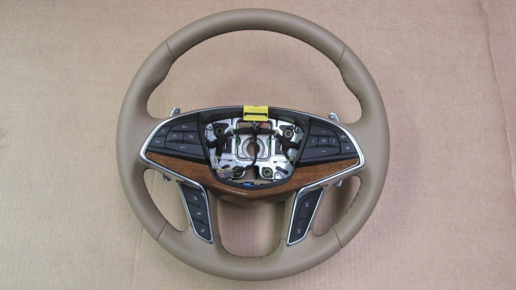 Used 16-17 Cadillac CT6 Maple Sugar Leather Steering Wheel w/ Shift Paddles 84016908