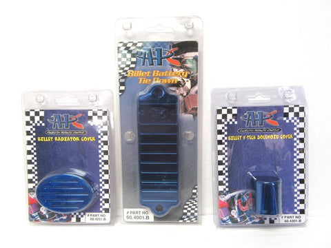 1992-2000 Honda Civic Oil Cap Cover, Battery Strap, & Solenoid Cover Blue Combo
