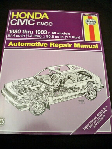 80 81 82 83 Civic CVCC 1.3 L 1.5 L Haynes Service Repair Manual #42021 USA