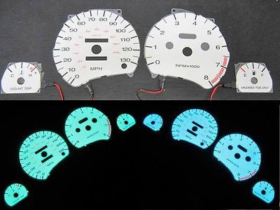 1995 1996 1997 Saturn Automatic & Manual White Face Glow Gauges Gauge Kit 130mph