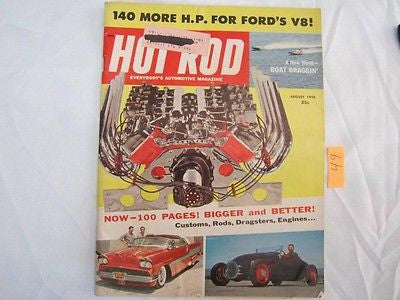 Hot Rod Magazine August 1958 Hot-Rodded Boats '54 Merc Monterey '35 Ford Pickup