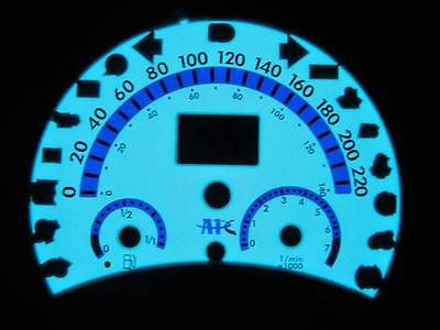 1998-2004 VW Beetle Bug Kilometers Volkswagen Automatic White Face Glow Gauges