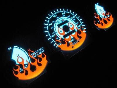 96-00 Honda Civic DX Automatic AT Transmission Flamed White Face Glow Gauges Kit