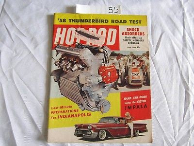 Hot Rod Magazine June 1958 Thunderbird Impala Fordillac BMW Isetta Four Banger