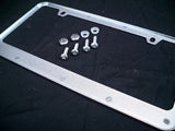 Nissan Titan Chrome Metal License Plate Frame Engraved Black w/ Logo Screw Caps
