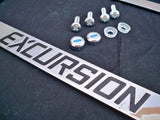 Ford Excursion Chrome License Plate Frame Engraved Black w/ Logo Screw Caps