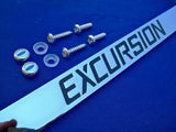 Ford Excursion Chrome License Plate Frame Engraved Black w/ Logo Screw Caps