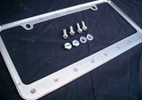 Ford Excursion Chrome License Plate Frame Engraved Black w/ Logo Screw Caps