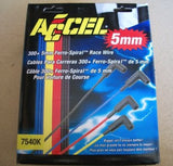 ACCEL 7540k Spark Plug Wires Wire Black 5MM Straight Boots 150 Ohms FERRO-SPIRAL