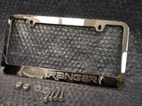 OEM Ford Ranger Chrome Engraved License Plate Frame w/ Logo Screw Caps