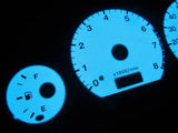 1993-1997 Toyota Corolla With Tachometer White Face Glow Gauges Kit Green & Blue