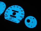 1993-1997 Toyota Corolla With Tachometer White Face Glow Gauges Kit Green & Blue