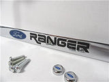 83-21 Ford Ranger Chrome License Plate Frame Black Lettering w/ Logo Screw Caps