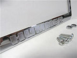 HUMMER H1 H2 H3 CHROMED METAL LICENSE PLATE FRAME WITH HUMMER LOGO CAPS