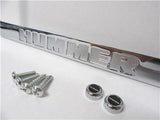 HUMMER H1 H2 H3 CHROMED METAL LICENSE PLATE FRAME WITH HUMMER LOGO CAPS