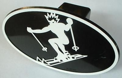 OEM Truck/SUV Trailer Receiver 2" Hitch Cover Plug w/ Skiing Skier Black/White