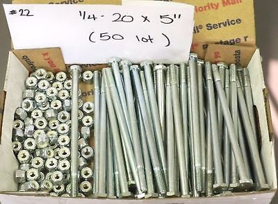 1/4"- 20 x 5" Hex Bolt Bolts Safety Nylon Jam Lock Nuts