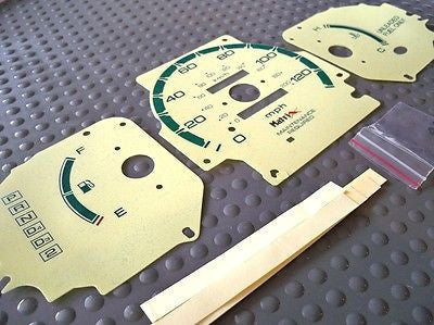 96-00 Honda Civic DX Automatic Cluster White Face Glow Through Gauges In Yellow