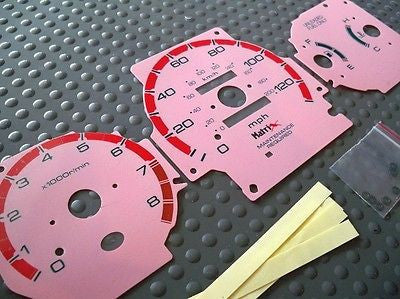 96-00 Manual Stick MT Honda Civic Cluster White Pink Face Glow Through Gauges
