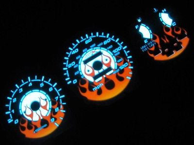 92-95 Honda Civic Manual Stick Shift Flamed white face Glow Gauges Kit