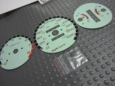 KPH Kilometers 96-00 Honda Civic AT Green White Face Glow Through Gauges Gauge