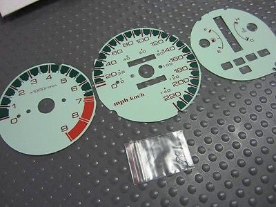 KPH Kilometers 92-95 Honda Civic Auto Green White Face Glow Through Gauges Gauge